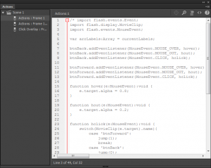 ActionScript code commented out
